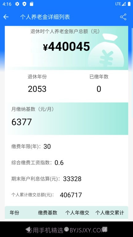 养老金计算器2023截图2